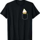Funny Ice Cream in the Bag Gift Ice Bag Pocket T-Shirt (L, Black)