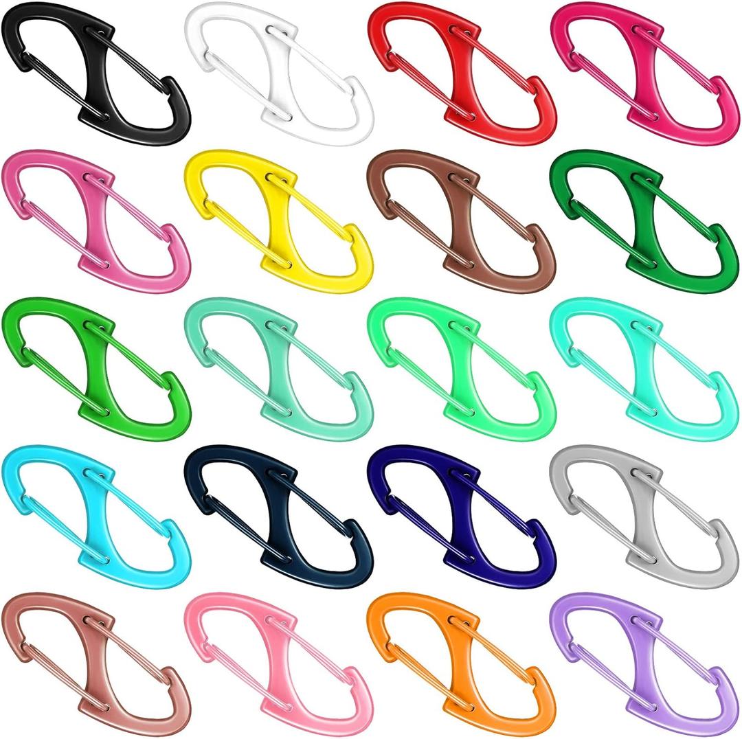 Moxweyeni 20 Pcs Zipper Clip S Carabiner Clips Small Alloy Snap Hook Anti Theft 1. 6 Inch Mini Dual Wire Gate Interlocking Keychain Clip Attachment for Women Men Camping Hiking