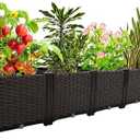 Large Planters for Outdoor Plants Raised Garden Bed Elevated Rectangular Garden Box Kits for Gardening, Vegetables, Flowers and Herbs in Backyard Patio Balcony (78.7"(l)x16"(w)x15"(h)/Brown)