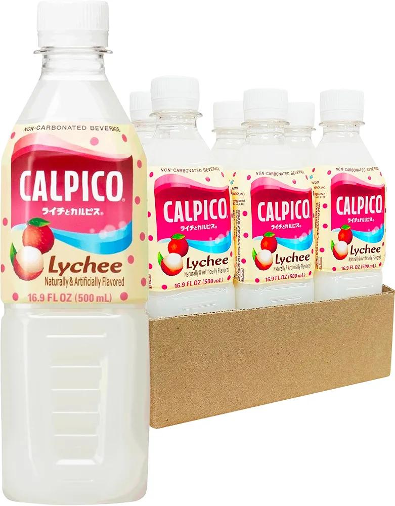 CALPICO Lychee – Smooth, Creamy & Refreshing Non-Carbonated Beverage, Sweet and Tangy, Japanese Lactic Acid Drink, 16.9 Fl oz (Pack of 6), BBD SEP 15/2026
