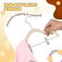 Flottian 24-Pack Baby and Kids Velvet Hangers with Clips, Non Slip and Space-Saving Kids Pants Hangers for Baby/Toddler Pants, Skirts, Coats, Beige