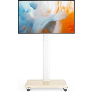 AX WABER Mobile TV Stand for 27 to 65 Inch TVs,Portable Rolling TV Cart on Wheels, Tall Universal Floor Stands with Swivel Mount, Height Adjustable Sleeking Standing Mount Fit Corner, Bedroom, Outdoor (Grain)