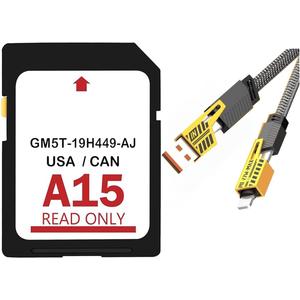 GM5T-19H449-AJ A15 Navigation SD Card for Ford & Lincoln USA Canada Map Update - Compatible with F150, Explorer, Fusion, Expedition, Escape, Edge, MKC, MKZ, MKX & SYNC 2 System with Charge Cable