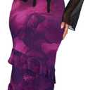 SEBOWEL Women Floral Mesh Long Skirt Tiered Sheer See Through Skirt Bohemian Boho High Waist Bodycon Mesh Ruffle Maxi Skirt (Purple, M)