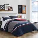 Nautica - Queen Comforter Set, Cotton Reversible Bedding with Matching Shams, Medium Weight for All Seasons (Mineola Navy, Queen)
