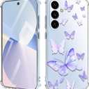 EMUYGIU for Samsung Galaxy A56 Case Flowers [Buffertech 6.6ft Military-Grade Drop Protection] [Anti Peel Off Tech] Clear TPU Bumper 5G Phone Case Cover Design（Dragonflies）Set of 2