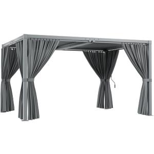 Louvered Pergola 10' x 13' with Waterproof Curtains