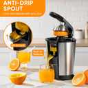 Electric Orange Juicer, Citrus Juicer Squeezer with 2 Cones and Soft Grip Handle for Effortless Juicing, Stainless Steel Quiet Orange Juice Extractor Machines for Lime Grapefruit Lemon