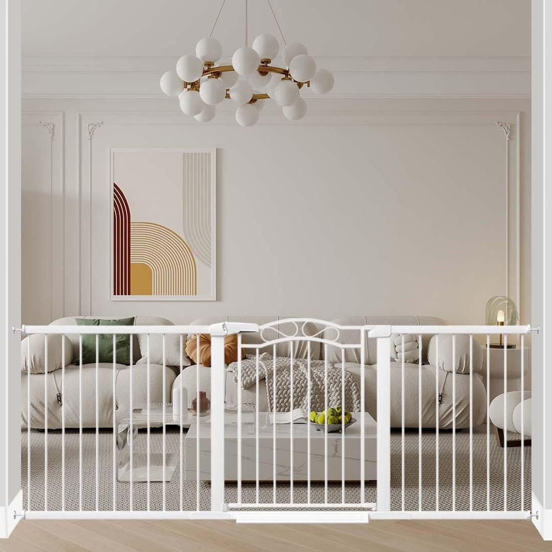 Fairy Baby 81.9"-84.6" Extra Wide Press Mounted Baby Gate Indoor for Kids Or Pets Walk Thru No Drill Long Dog Gates for The House Doorway Child Safety Gate