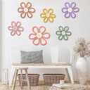 Barydat 6 Pcs Boho Nursery Decor Daisy Flower Woven Macrame Wall Hanging 3 Size Daisy Flower Wall Decor Bohemian Nursery Decorations for Home Dorm Art (Multicolor)
