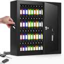 Nebakne 100 Keys Key Cabinet, Anti-Theft Key Lock Box with Key Tags, Adjustable Key Organizer Wall Safe for Car Office House Garage Rental Business (Black)