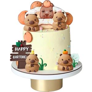 LaVenty Capybara Cake Toppers Mini Blowfish Party Supplies for Capybara Birthday Party Supplies Baby Shower Party Favors