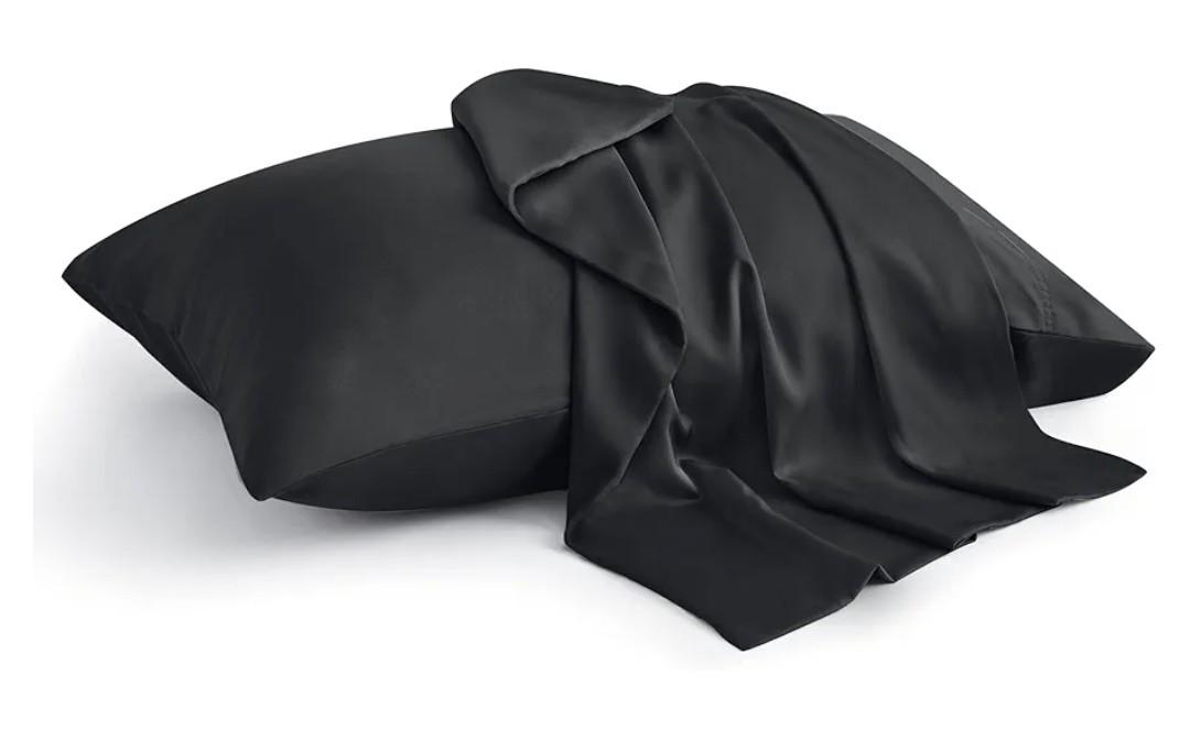 BEDELITE Pillow Cases Queen Size Set of 2, Rayon Derived from Bamboo, Cooling Pillow Cases for Hot Sleepers & Night Sweats, Breathable and Silky Soft Envelope Pillowcases(Black, 20"x30")