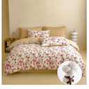 Red Floral Duvet Cover Set Reversible 100% Cotton Duvet Cover Queen 3 PCS Chic Garden Bedding Set Mini Floral Comforter Cover Soft Breathable for All Seasons (Red, Queen)