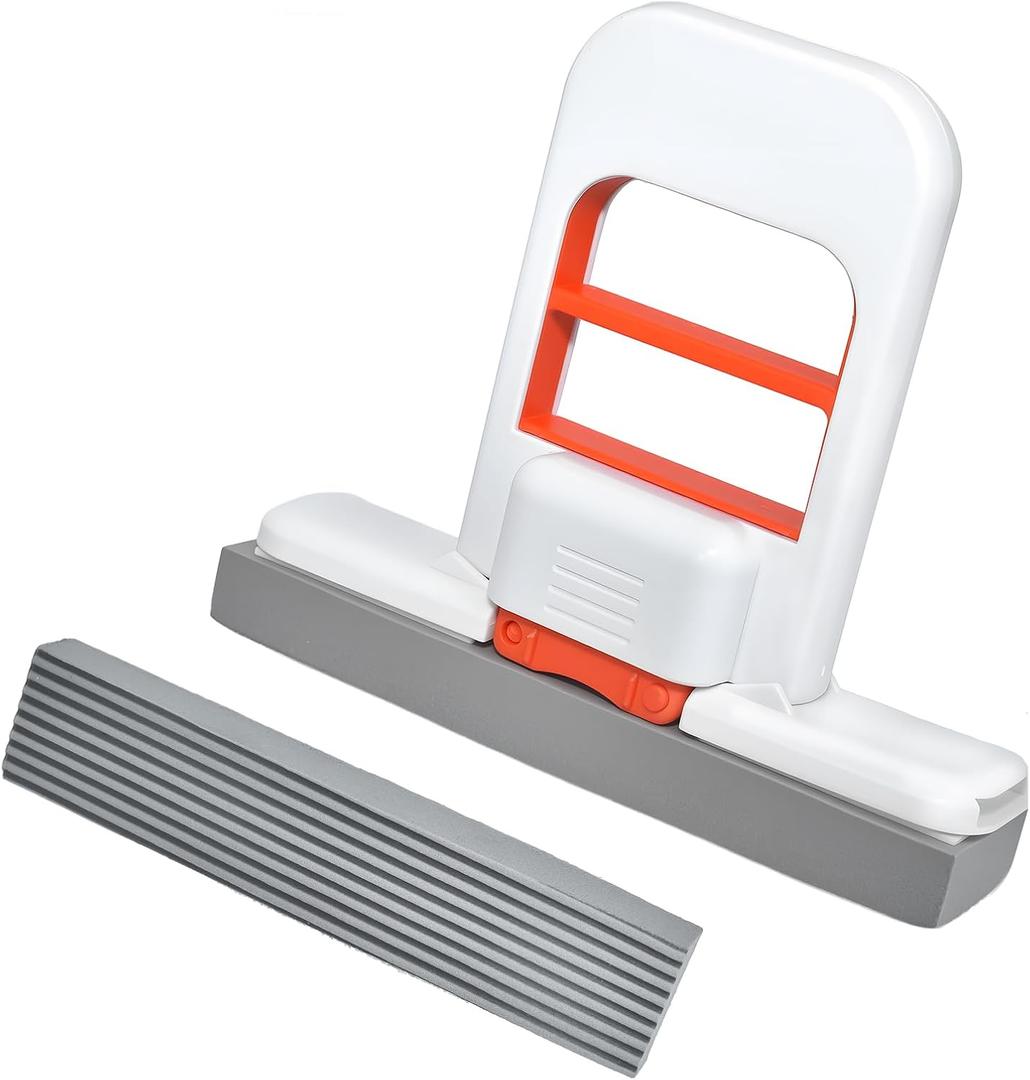 4 x Mini Foldable Desktop Mop  Portable Versatile Wet & Dry Cleaning Sponge Mop for Home & Car  Ideal for Kitchen, Bathroom, Glass, Dining Table & More (Squeeze Handle+2 Sponge Head )