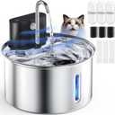 Cat Water Fountain Wireless Stainless Steel with Sensor 3.5L/118oz Battery Operated Rechargeable Automatic Water Dispenser Quiet Pump for Drinking Indoor, Easy Clean for Cats Dogs Pets