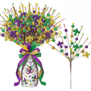 Zeyune 6 Pcs Mardi Gras Centerpiece Table Decor 16.5 Inch Mardi Gras Glitter Table Picks Carnival Purple Gold Green Tree Topper Picks Ornaments for Carnival Masquerade Party Decoration Vase Fillers