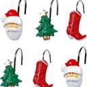 Two Fish Home Fashions Set of 12 Decorative Christmas Tree Resin Shower Curtain Hooks, Christmas Tree Resin Curtain Rings Pack of 12 (Xmas Tree)