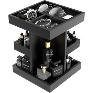 Cologne Organizer for Men, 360 Makeup Rotating Organizer, Organizador de Perfumes, Estante para Perfumes, Gifts for Men, Countertop Vanity and Bathroom, Bedroom Essentials, Mens Gifts (Black)