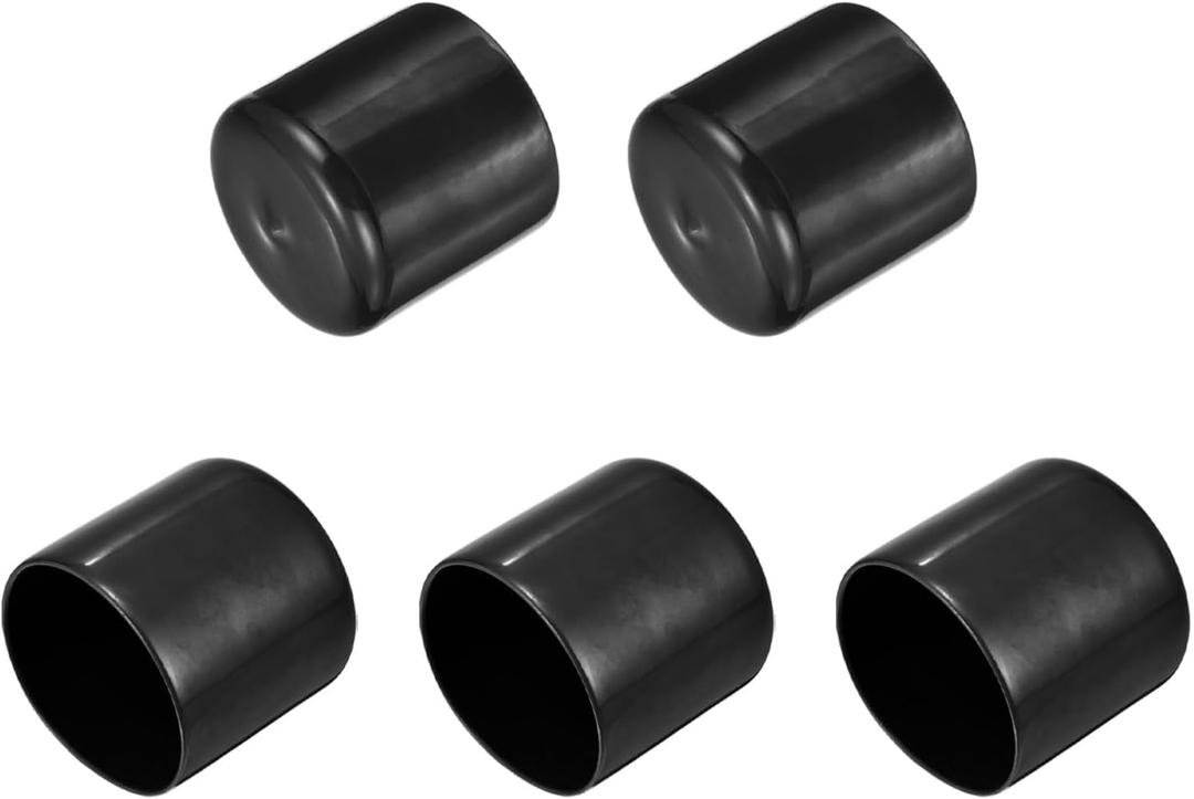 uxcell 5pcs Rubber End Caps 1 5/8"(42mm) ID Vinyl PVC Round Tube Bolt Cap Cover Screw Thread Protectors Black