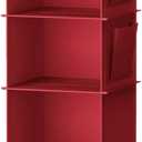 YOUDENOVA Hanging Closet Organizer and Storage, 6-Shelf Closet Hanging Storage Shelves, Dark Red