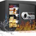 1.2 Cubic Small Fireproof Safe for Home, Personal Fire Safe Box with Digital Keypad Key and Removable Shelf, Security Box for Money Medicine Firearm Valuables, 9.84"D x 13.77"W x 9.84"H