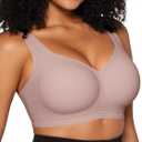 Vertvie Jelly Bras for Women Plus Size Minimizer Soft Wireless Push Up Bra Full Supportive Older Lift Back Coverage Bralette 42DD