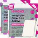 LEVAKA Glitter Paint Additive for Walls - Holographic Silver Paint Glitter for Painting Walls - Add to Interior or Exterior Paint for a Gorgeous Sparkling Finish - Includes 2 Buffing Pads - 14.11oz