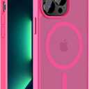 Hualele Magnetic for iPhone 13 Pro Case,Compatible with MagSafe, Military Grade Dropproof Translucent Matte Hard Back Soft Edge Slim Phone Case iPhone 13 Pro,Hot Pink