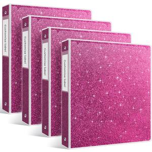 3 Ring Binder 1 Inch 4 Pack, Fashion Binder with 2 Pockets (Fit 8.5x11 Inches Letter Size Paper) for School Office and Home, Deep Pink