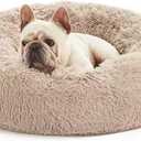 Washable Dog & Cat Bed for Ultra Large Small Medium Size Pet, Calming Donut Round Cute Warming Mat House Supply Indoor, 8 Sized Deal Necessity Essential Furniture for Boy Girl Puppy Kitten kitty (Camel)