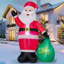 JOYIN Christmas Inflatable Santa Outdoor Decoration for Yard, Blow Up Santa Decor Holding Gift Bags with Build-in LEDs for Xmas Party Decor Yard Outside Garden Holiday Decoration