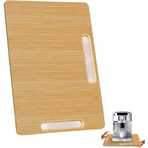 Joy&Grace Appliance Slider for Kitchen Appliances 360 Rolling Sliding Tray for Coffee Maker Countertop, Bamboo Coffee Pot Slider Rolling Tray (Natural, Medium 14.5" x 10")