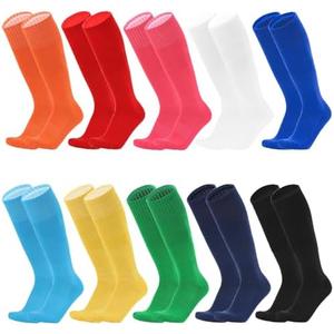 10 Pairs Kids Soccer Socks Stretchy Knee High Tube Colorful Football Athletic Team Socks for Boys Girls