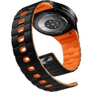 Bandletic Strong Magnetic Bands Compatible with Samsung Galaxy Watch 7/FE/6/5/4 Band 40mm 44mm/Galaxy Watch 5 Pro 45mm/Watch 6 4 Classic 42mm 46mm 43mm 47mm, 20mm Silicone Strap for Women,Black/Orange