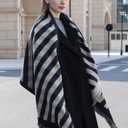 Wander Agio Diagonal Checkered Scarf Winter Shawl Thick Cashmere-Like Soft Wrap Warm Scarves Womens Plaid Shawls