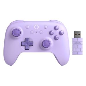 AKNES 8Bitdo Ultimate 2C Wireless 2.4G Controller for Windows PC and Android, Gamepad with Hall Effect Joysticks and Hall Triggers, 1000Hz Polling Rate, Remappable L4/R4 Bumpers - Purple