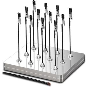 Magnetic Helping Hands for Soldering - All-in-One Station with 12 Flexible Clips, Steel Box & Brush - Ideal for Soldering, Model Painting, PCB Holder (Silver)