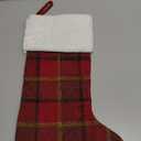 Large Christmas Stockings, Plush Velvet Faux Fur Xmas Stocking Decoration Vintage Red Plaid Hanging Stockings Ornaments for Family Holiday Season Decor