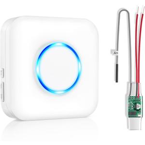 Satisure Wireless Doorbell Extender with Receiver Connects to Existing Hardwired Doorbell into Wireless Door Bell with 656 FT Range, 58 Chimes and 5 Volume Levels Door Chime for Home/Garage/Basement (1Extender-1Chime, White)
