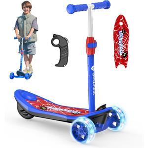 isinwheel MiniSpider Electric Scooter for Kids Ages 3-12, 2-in-1 3 Wheel Kids Electric Scooter with Remote Controller and 2 Speeds, Nice Gifts for Kids