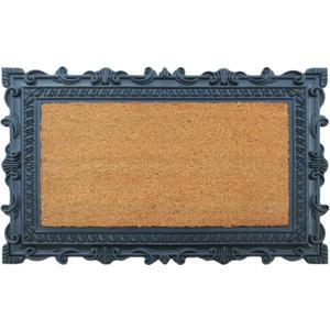 A1HC Natural Coir and Rubber Door Mat, 24" x 36", Thick Durable, Heavy Duty, Thin Profile Door Mat, Easy to Clean, Long Lasting, Front Door Entry Doormat (Artistic Border Black)
