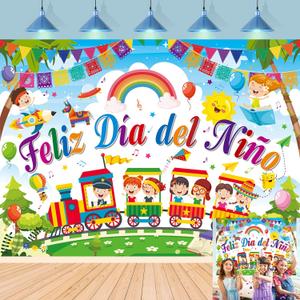 Feliz Dia Del Nio Backdrop Colorful Mexican Children's Day Photography Background Kids Student School Classroom Mexico Children's Day Party Decorations Banner Photo Props (8x6FT)