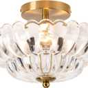 Semi Flush Mount Ceiling Light - Clear Glass Close to Ceiling Light Fixtures - Vintage Ceiling Lights for Hallway Living Room Kitchen Bedroom, C2513-CL