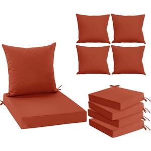 Waterproof Patio Cushions for Outdoor Furniture, Fade Resistant Back Pillow and Seat Cushion Set for Couch Replacements, 22 x 22 Inch, Rust, Set of 4