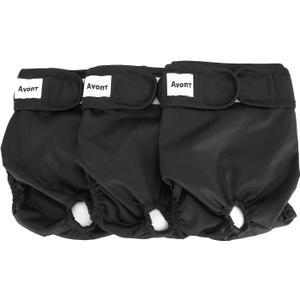 Avont 3 Pack Washable Female Dog Diapers, Premium Reusable Highly Absorbent Doggie Period Panties Durable Dog Diaper Cover -S 3 Black