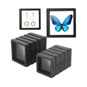 Linkstyle 10PCS 3D Floating Frame Display Stand, Challenge Coins Display Holder Case, Jewelry Specimen Medallions Storage Box Suspension Frame