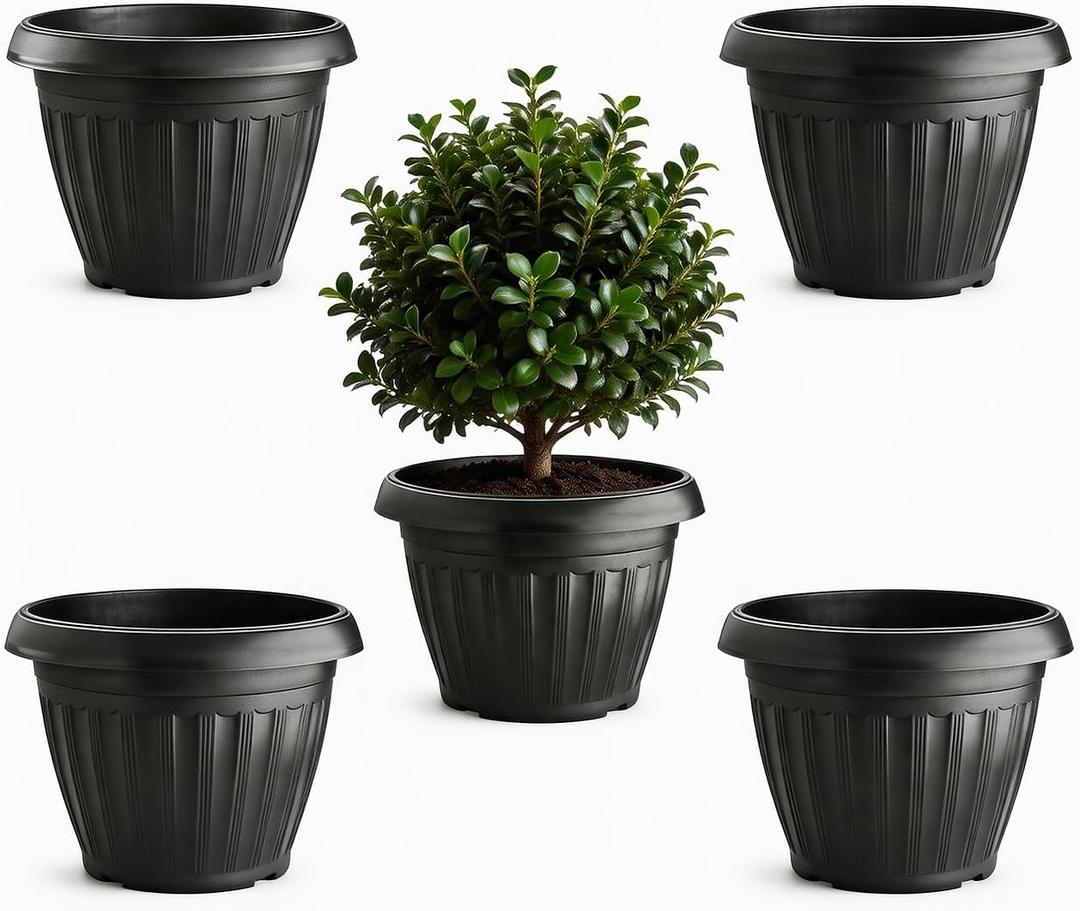 2x5 Pack 18 Inch Large Plant Pots, Plastic Planters for Outdoor Plants
