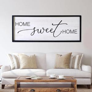 Home Sweet Home Decorative Rustic Sign & Plaque Framed Wall Art for Couples, 40''15'' Vintage Farmhouse Wooden Horizontal Home Sweet Home Wall Decor Above Bed, Cottagecore Wedding Gift