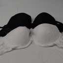 Smart & Sexy Women's Signature Lace Push Up Bra-Perfect for Seeking Effortless Style and Comfort (40D, Black Hue/White 2pk)